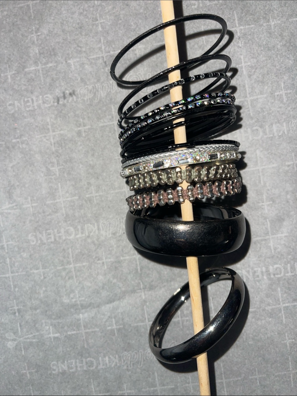 15 Black and Silver Stackable Bracelet Set